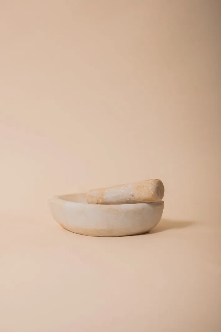 Found Marble Mortar & Pestle clear - Home Decor